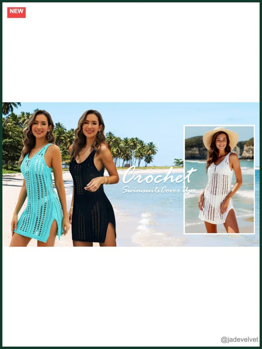 Crochet Beach Tank Dress Hollow Out Slit Bikini Cover Up Sleeveless